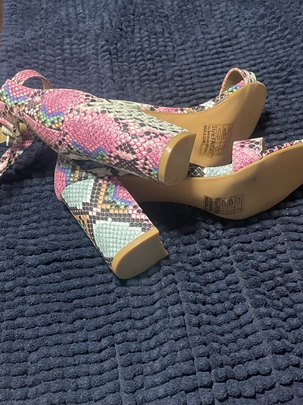 Women’s Multicolor Snake-Print Block Heel Sandals